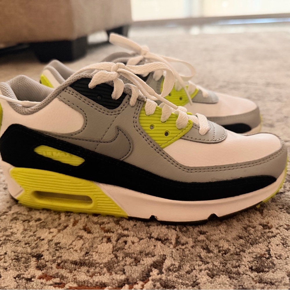Kids Nike Air Max Sneakers - White, Gray, and Neon Yellow